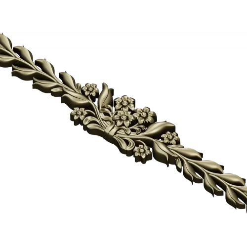 Floral Laurel Bouquet STL for CNC - Decorative Horizontal Applique