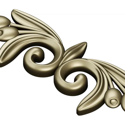 Laurel swirl ornamental applique - STL 3D model for CNC
