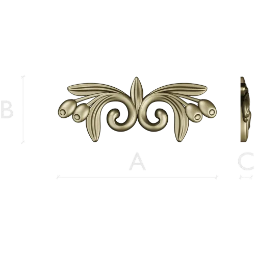 Laurel swirl ornamental applique - STL 3D model for CNC