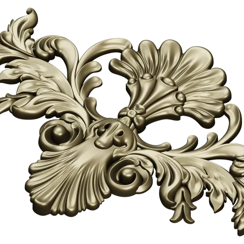 Baroque Floral Cartouche STL for CNC Milling