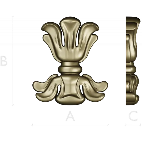 Floral cartouche high-relief STL for CNC