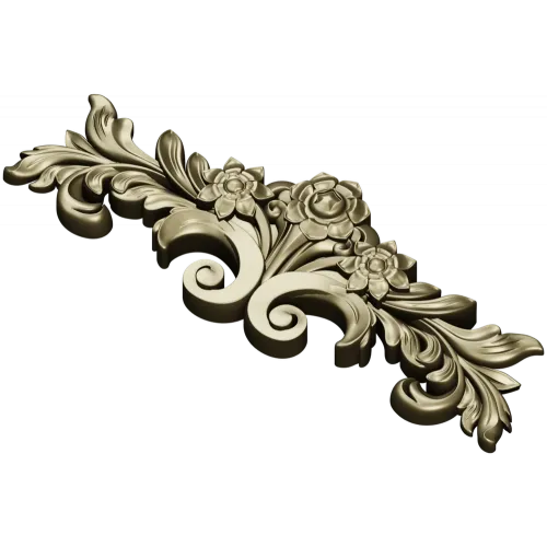 Rococo floral cartouche STL for CNC