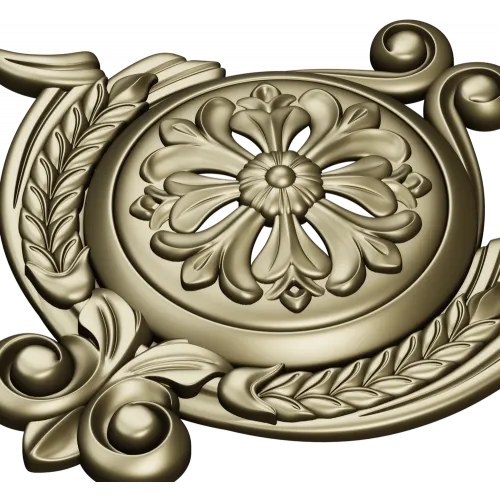 Рельефный медальон с розеткой и лавровым венком (STL для ЧПУ)