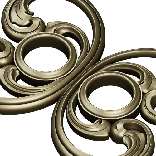 Baroque Twin-Scroll Applique STL for CNC