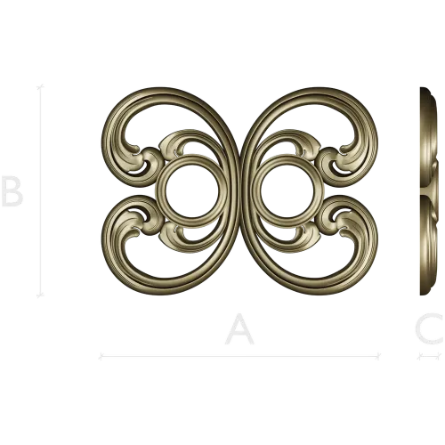 Baroque Twin-Scroll Applique STL for CNC