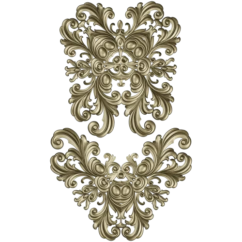 Baroque Acanthus Cartouche - High-Relief STL Model for CNC