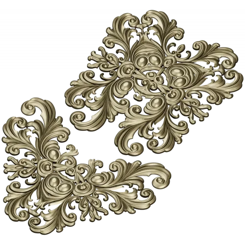 Baroque Acanthus Cartouche - High-Relief STL Model for CNC