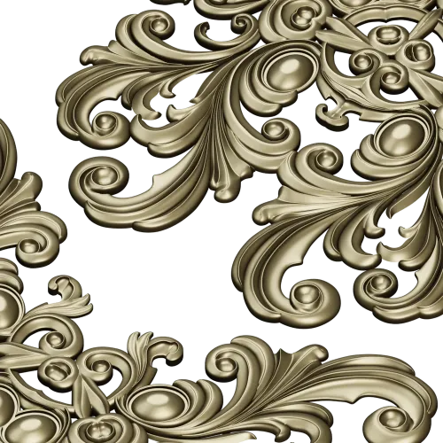 Baroque Acanthus Cartouche - High-Relief STL Model for CNC