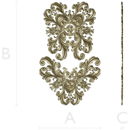 Baroque Acanthus Cartouche - High-Relief STL Model for CNC