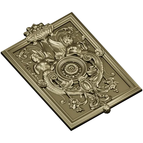 Cherubic Medallion Relief STL