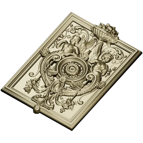 Cherubic Medallion Relief STL