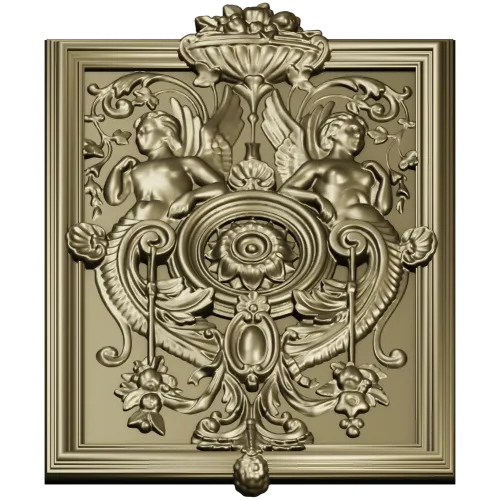 Cherubic Medallion Relief STL