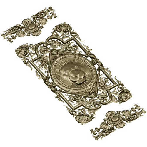 Декоративная панель с львиным медальоном - 3D модель STL для ЧПУ