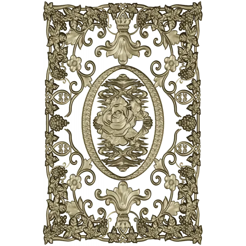 Rose Medallion Vine Panel - STL 3D model for CNC milling