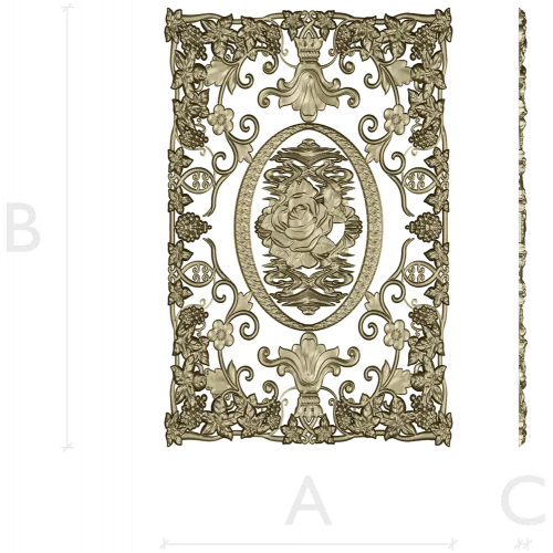 Rose Medallion Vine Panel - STL 3D model for CNC milling