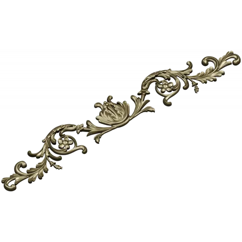 Rococo Floral Scroll STL for CNC - High-Relief 3D Model