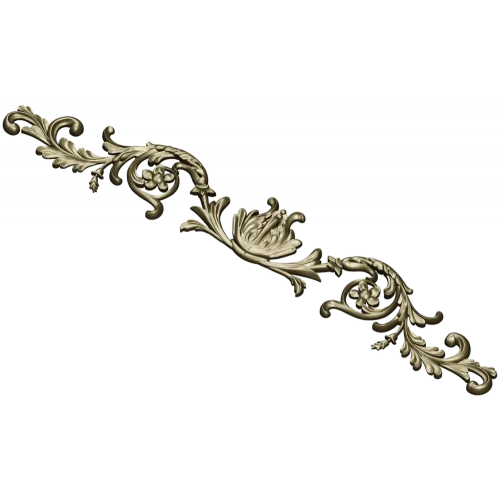 Rococo Floral Scroll STL for CNC - High-Relief 3D Model