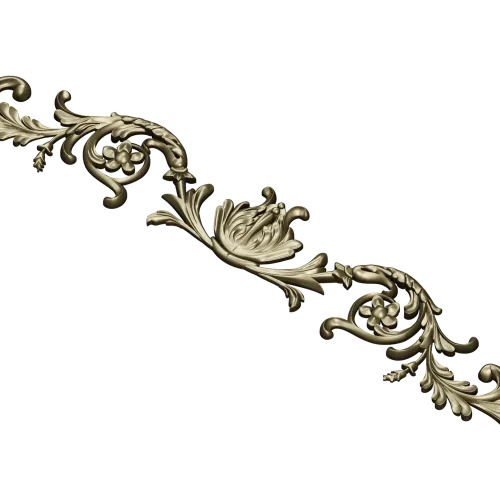 Rococo Floral Scroll STL for CNC - High-Relief 3D Model