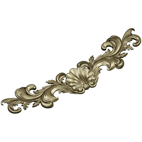 Shell & Acanthus Horizontal Applique STL 3D Model for CNC