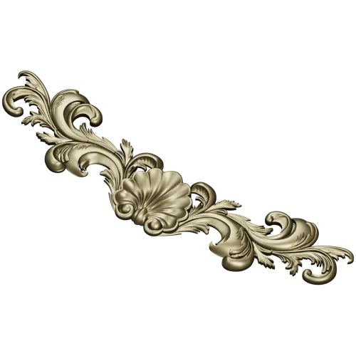 Shell & Acanthus Horizontal Applique STL 3D Model for CNC