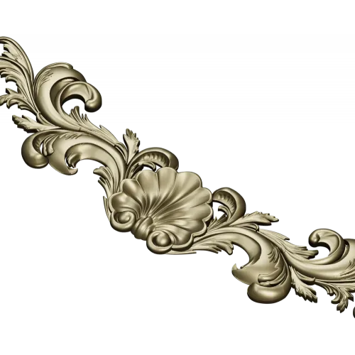 Shell & Acanthus Horizontal Applique STL 3D Model for CNC