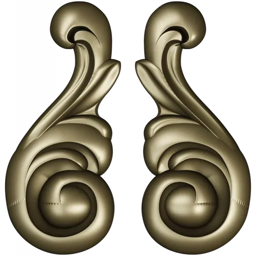 Acanthus Scroll Applique STL - high-relief 3D model for CNC