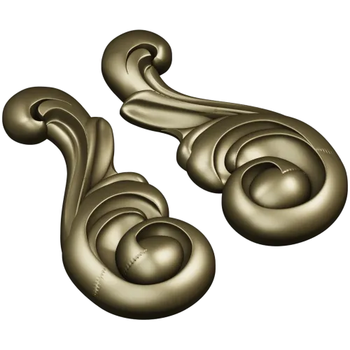 Acanthus Scroll Applique STL - high-relief 3D model for CNC