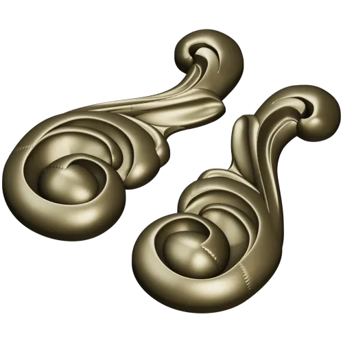 Acanthus Scroll Applique STL - high-relief 3D model for CNC