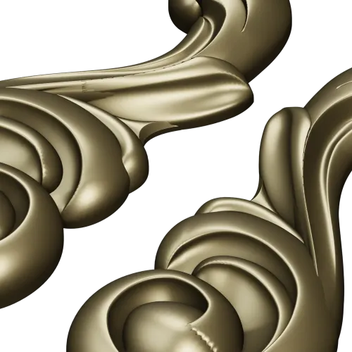 Acanthus Scroll Applique STL - high-relief 3D model for CNC