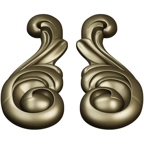 Acanthus Scroll Applique STL - high-relief 3D model for CNC