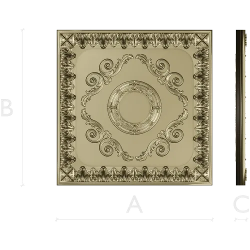 Aurelia Rosette Panel - Baroque Square Decorative STL