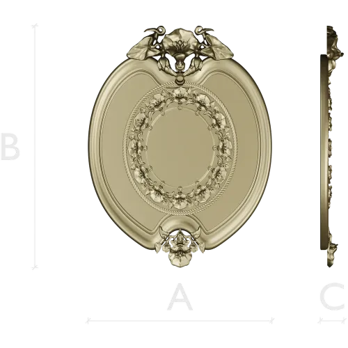 Oval Floral Medallion - STL 3D Model for CNC Routing