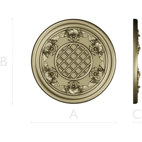 Round Floral Rosette STL for CNC Milling