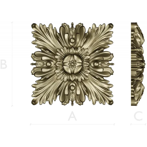 Acanthus Star Rosette - STL 3D model for CNC carving
