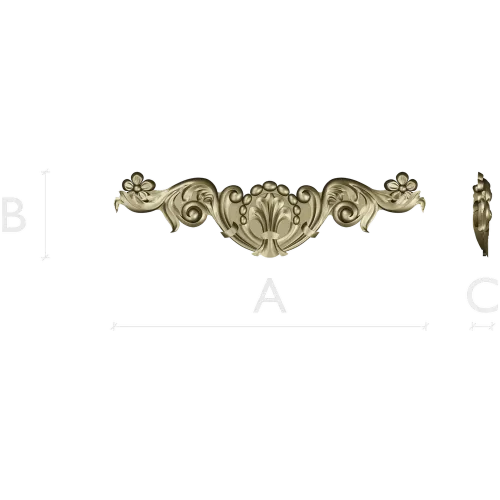 Baroque acanthus applique - STL 3D model for CNC