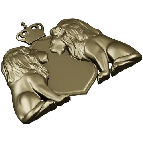 Regal Twin Lions Crest - STL 3D model for CNC carving