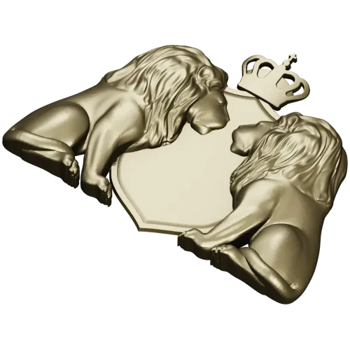 Regal Twin Lions Crest - STL 3D model for CNC carving