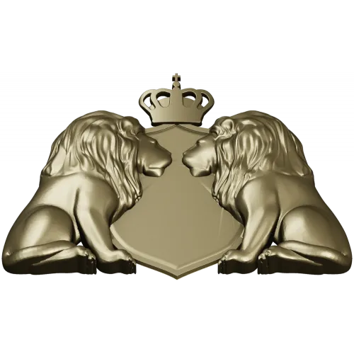Regal Twin Lions Crest - STL 3D model for CNC carving