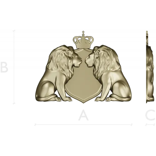 Regal Twin Lions Crest - STL 3D model for CNC carving