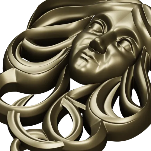 Horned Maiden Decorative Relief STL
