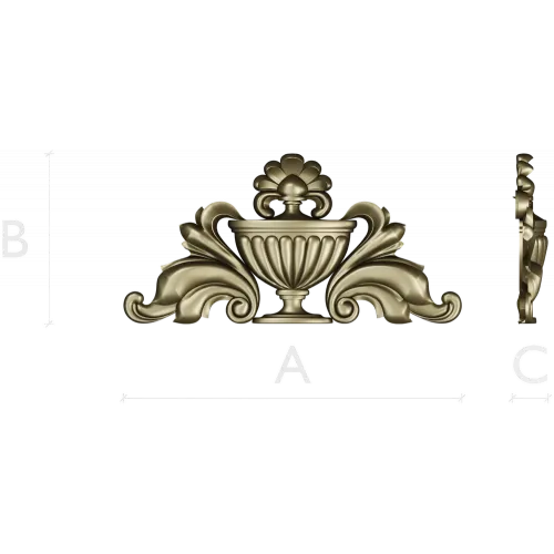 Classical Acanthus Urn Cartouche - STL 3D Model for CNC