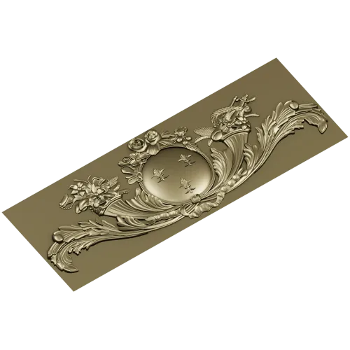 Regal Medallion Floral Cartouche - STL 3D model for CNC milling