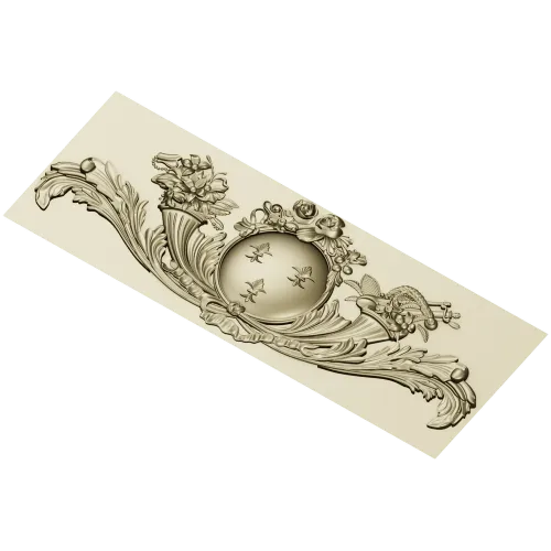 Regal Medallion Floral Cartouche - STL 3D model for CNC milling