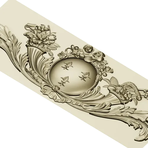 Regal Medallion Floral Cartouche - STL 3D model for CNC milling