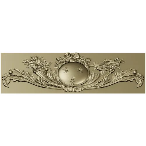 Regal Medallion Floral Cartouche - STL 3D model for CNC milling