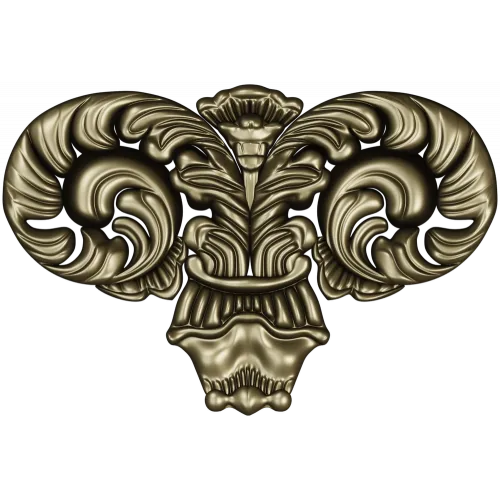 Ornate Acanthus Scroll STL for CNC Milling - High-Relief Decorative Applique