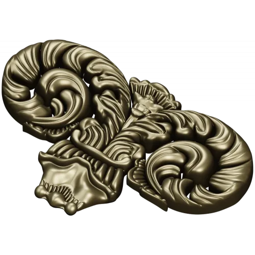 Ornate Acanthus Scroll STL for CNC Milling - High-Relief Decorative Applique