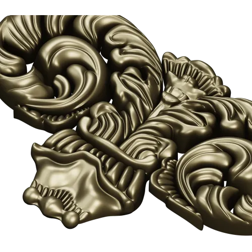 Ornate Acanthus Scroll STL for CNC Milling - High-Relief Decorative Applique