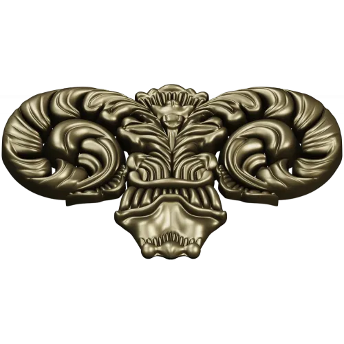 Ornate Acanthus Scroll STL for CNC Milling - High-Relief Decorative Applique