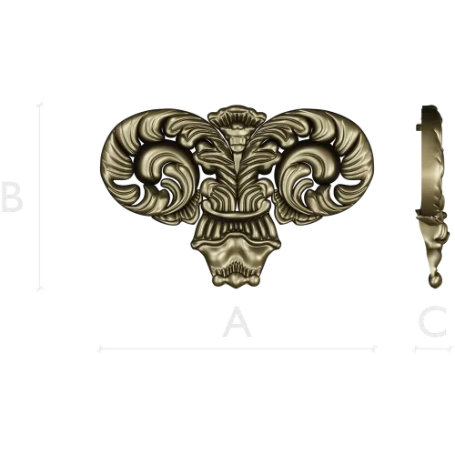 Ornate Acanthus Scroll STL for CNC Milling - High-Relief Decorative Applique
